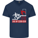 Save My Scuba Gear Diver Diving Dive Mens V-Neck Cotton T-Shirt Navy Blue