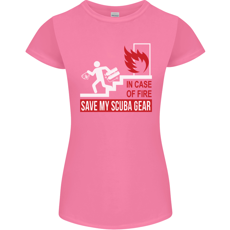 Save My Scuba Gear Diver Diving Dive Womens Petite Cut T-Shirt Azalea