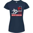 Save My Scuba Gear Diver Diving Dive Womens Petite Cut T-Shirt Navy Blue