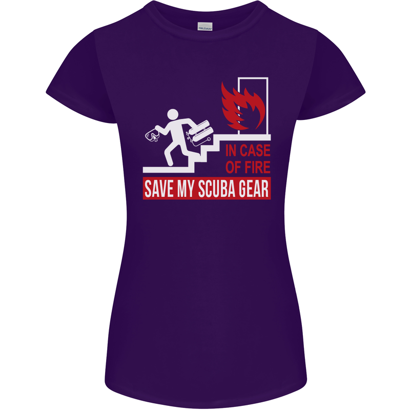 Save My Scuba Gear Diver Diving Dive Womens Petite Cut T-Shirt Purple