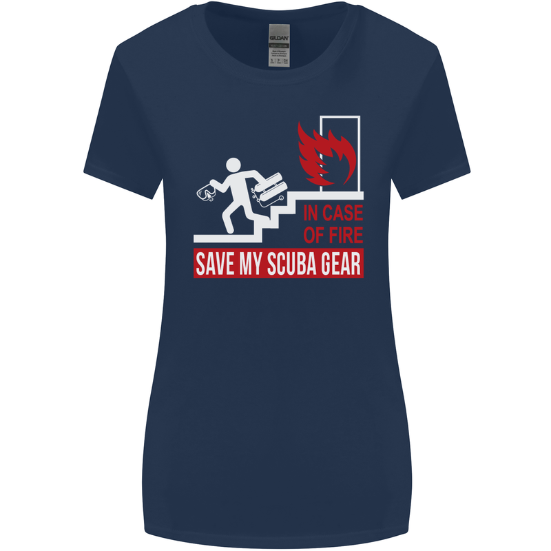 Save My Scuba Gear Diver Diving Dive Womens Wider Cut T-Shirt Navy Blue