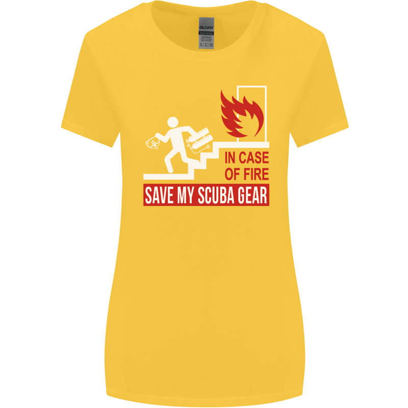 Save My Scuba Gear Diver Diving Dive Womens Wider Cut T-Shirt Yellow