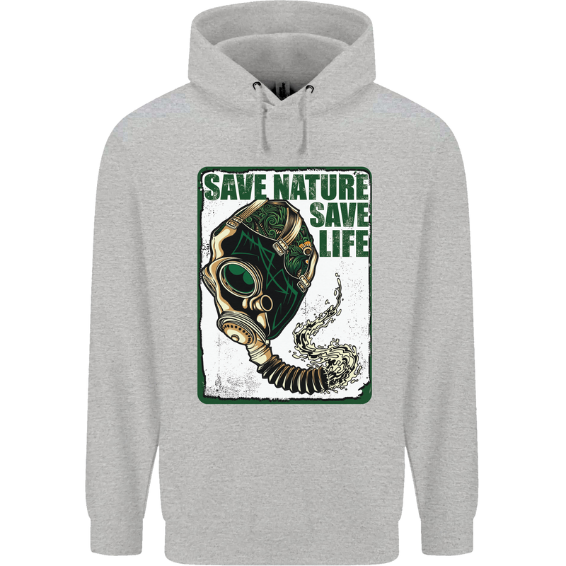 Save Nature Environment Climate Change Life Childrens Kids Hoodie Sports Grey