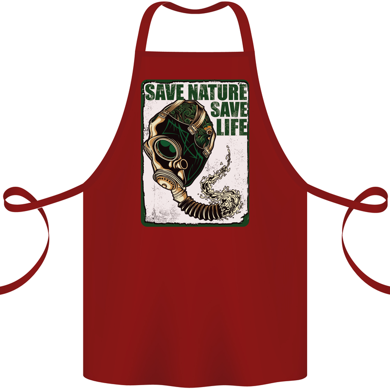 Save Nature Environment Climate Change Life Cotton Apron 100% Organic Maroon