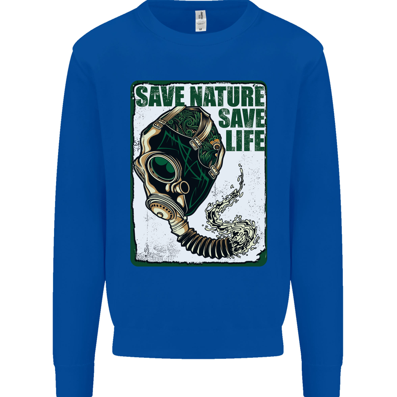 Save Nature Environment Climate Change Life Kids Sweatshirt Jumper Royal Blue