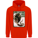 Save Nature Environment Climate Change Life Mens 80% Cotton Hoodie Bright Red