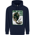 Save Nature Environment Climate Change Life Mens 80% Cotton Hoodie Navy Blue