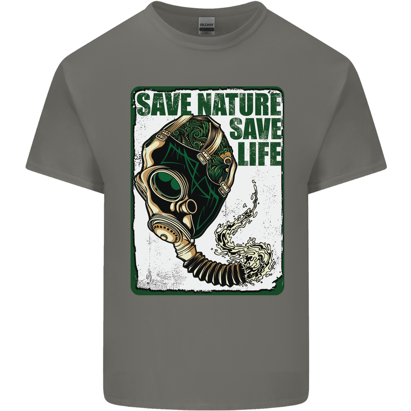 Save Nature Environment Climate Change Life Mens Cotton T-Shirt Tee Top Charcoal