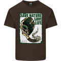 Save Nature Environment Climate Change Life Mens Cotton T-Shirt Tee Top Dark Chocolate