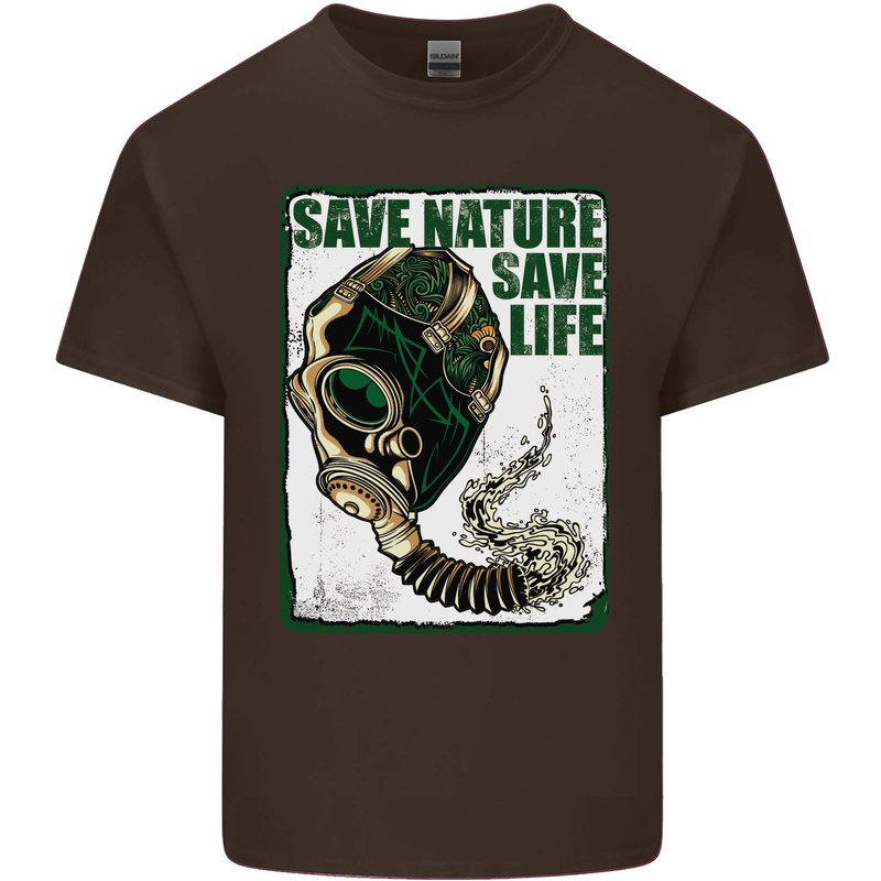 Save Nature Environment Climate Change Life Mens Cotton T-Shirt Tee Top Dark Chocolate