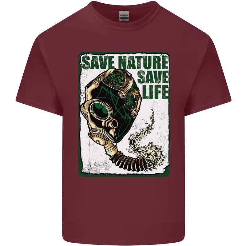 Save Nature Environment Climate Change Life Mens Cotton T-Shirt Tee Top Maroon