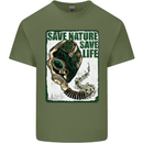 Save Nature Environment Climate Change Life Mens Cotton T-Shirt Tee Top Military Green
