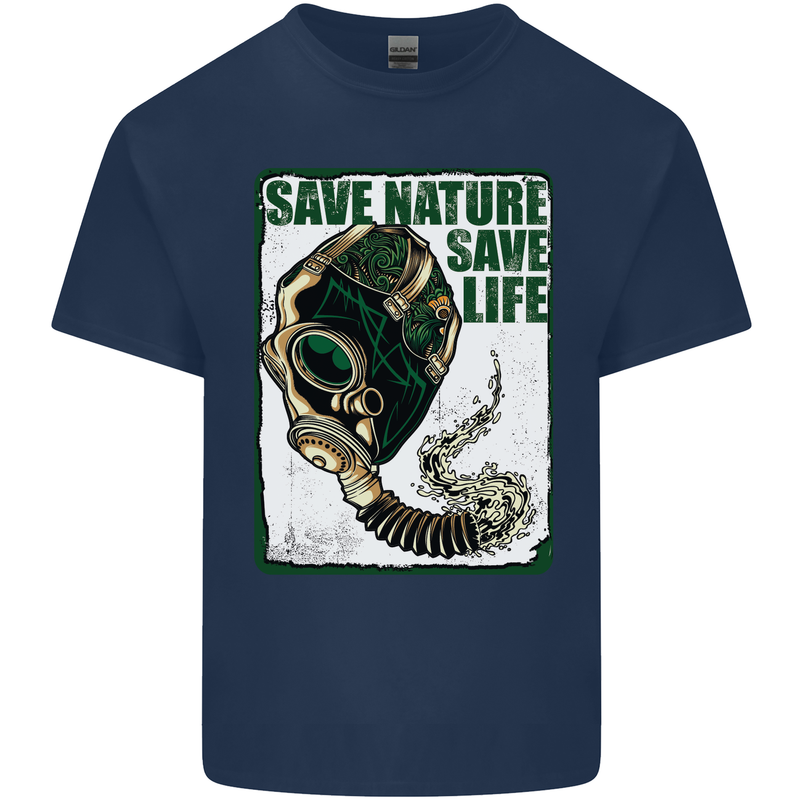 Save Nature Environment Climate Change Life Mens Cotton T-Shirt Tee Top Navy Blue