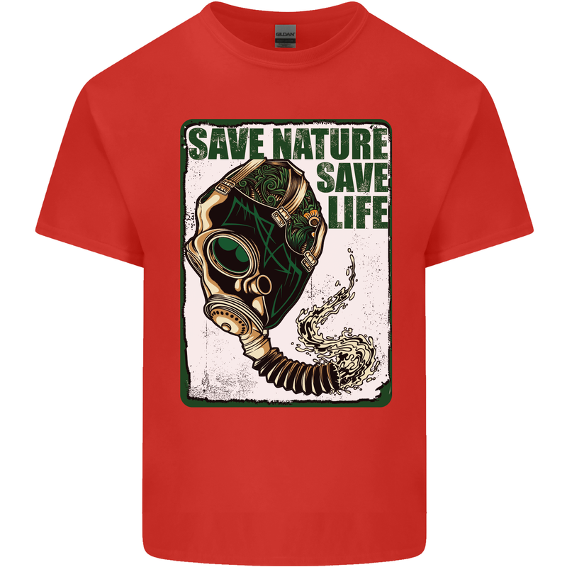 Save Nature Environment Climate Change Life Mens Cotton T-Shirt Tee Top Red