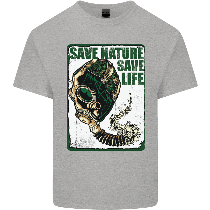 Save Nature Environment Climate Change Life Mens Cotton T-Shirt Tee Top Sports Grey