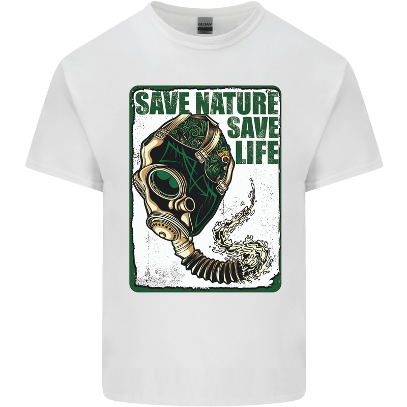 Save Nature Environment Climate Change Life Mens Cotton T-Shirt Tee Top White