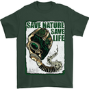 Save Nature Environment Climate Change Life Mens T-Shirt Cotton Gildan Forest Green