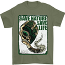 Save Nature Environment Climate Change Life Mens T-Shirt Cotton Gildan Military Green