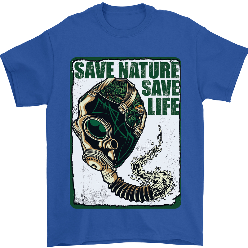 Save Nature Environment Climate Change Life Mens T-Shirt Cotton Gildan Royal Blue