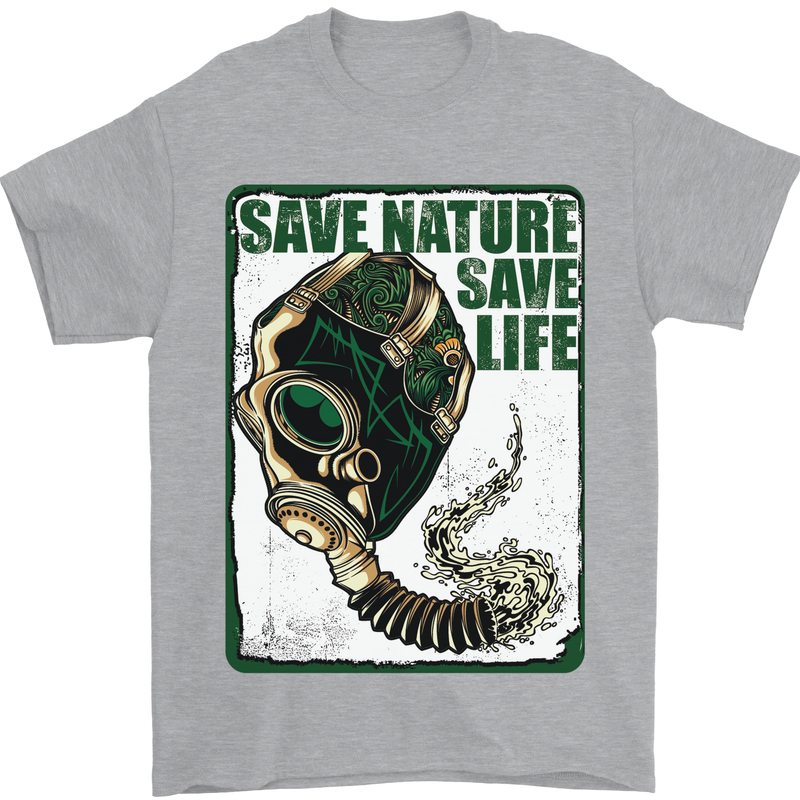 Save Nature Environment Climate Change Life Mens T-Shirt Cotton Gildan Sports Grey