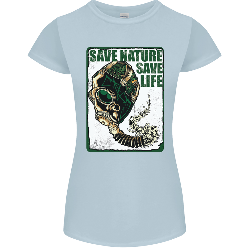 Save Nature Environment Climate Change Life Womens Petite Cut T-Shirt Light Blue