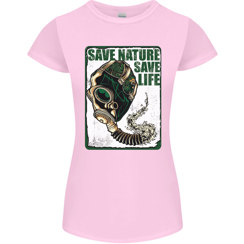 Save Nature Environment Climate Change Life Womens Petite Cut T-Shirt Light Pink