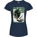Save Nature Environment Climate Change Life Womens Petite Cut T-Shirt Navy Blue