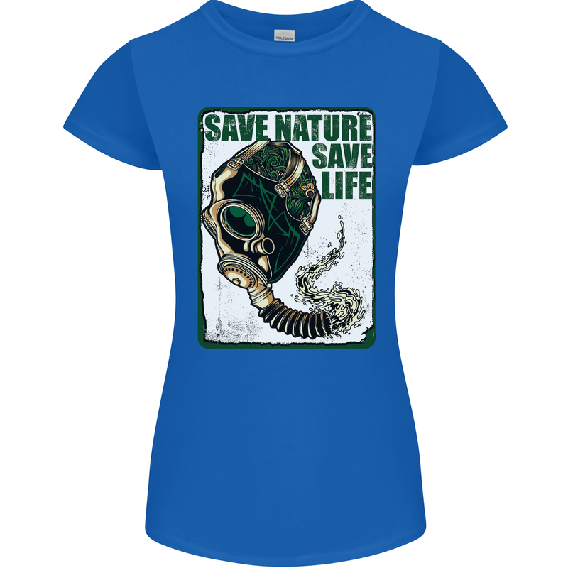 Save Nature Environment Climate Change Life Womens Petite Cut T-Shirt Royal Blue