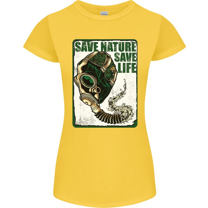 Save Nature Environment Climate Change Life Womens Petite Cut T-Shirt Yellow