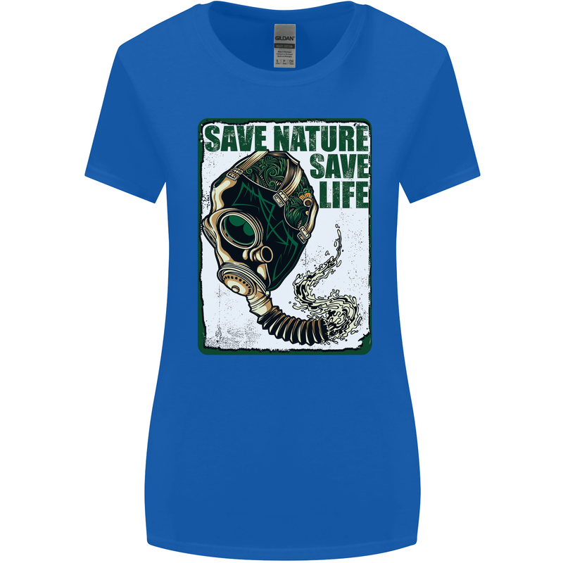 Save Nature Environment Climate Change Life Womens Wider Cut T-Shirt Royal Blue