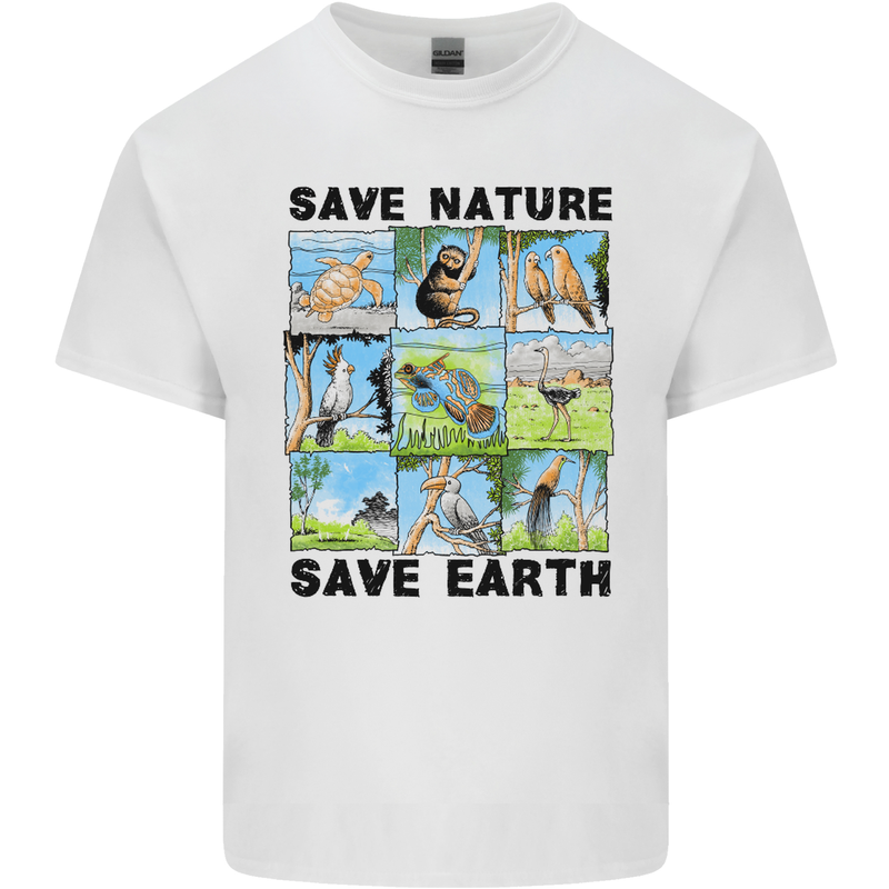 Save Nature Save Earth Ecology Environment Kids T-Shirt Childrens White