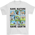 Save Nature Save Earth Ecology Environment Mens T-Shirt Cotton Gildan White
