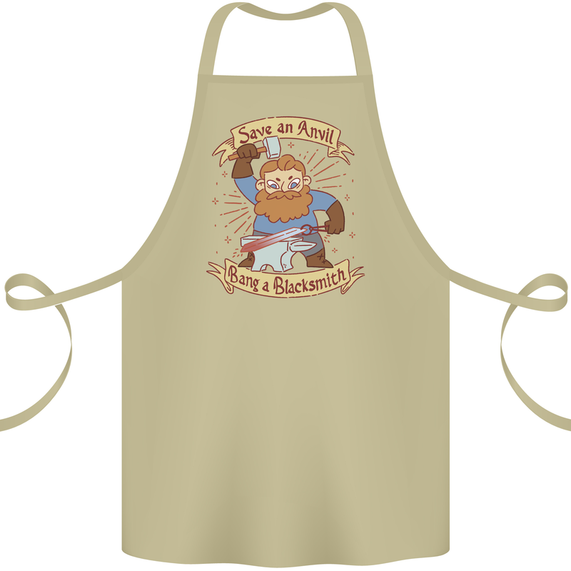 Save an Anvil Bang a Blacksmith Cotton Apron 100% Organic Khaki