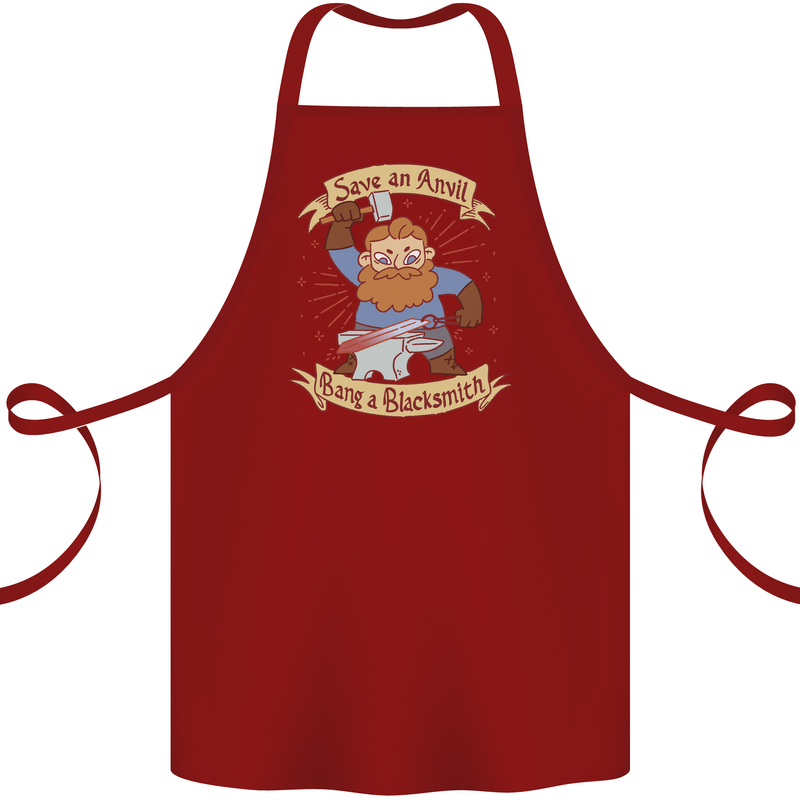 Save an Anvil Bang a Blacksmith Cotton Apron 100% Organic Maroon