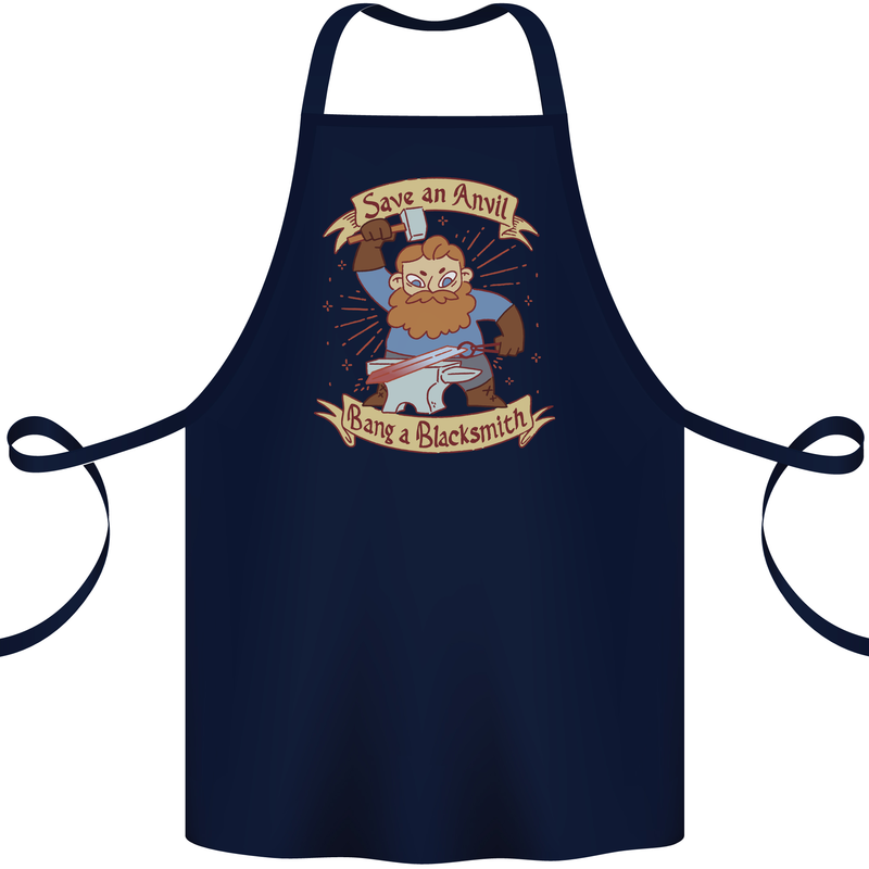 Save an Anvil Bang a Blacksmith Cotton Apron 100% Organic Navy Blue