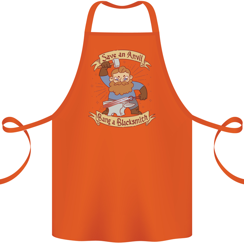 Save an Anvil Bang a Blacksmith Cotton Apron 100% Organic Orange