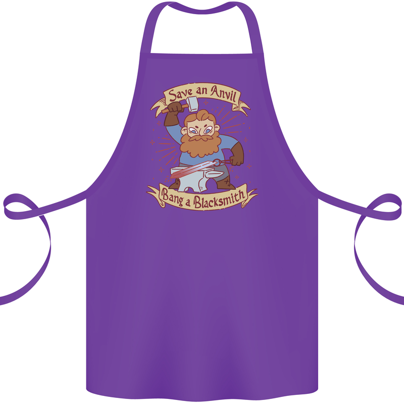 Save an Anvil Bang a Blacksmith Cotton Apron 100% Organic Purple