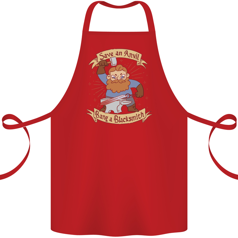 Save an Anvil Bang a Blacksmith Cotton Apron 100% Organic Red