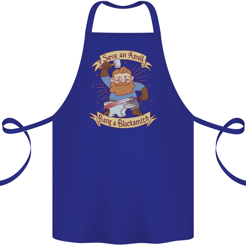 Save an Anvil Bang a Blacksmith Cotton Apron 100% Organic Royal Blue
