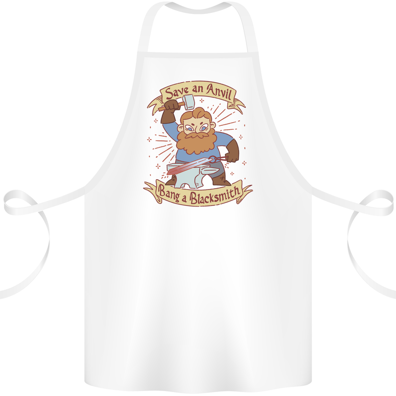 Save an Anvil Bang a Blacksmith Cotton Apron 100% Organic White