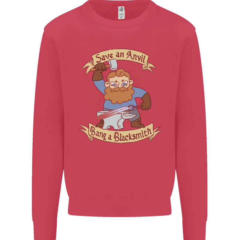 Save an Anvil Bang a Blacksmith Kids Sweatshirt Jumper Heliconia