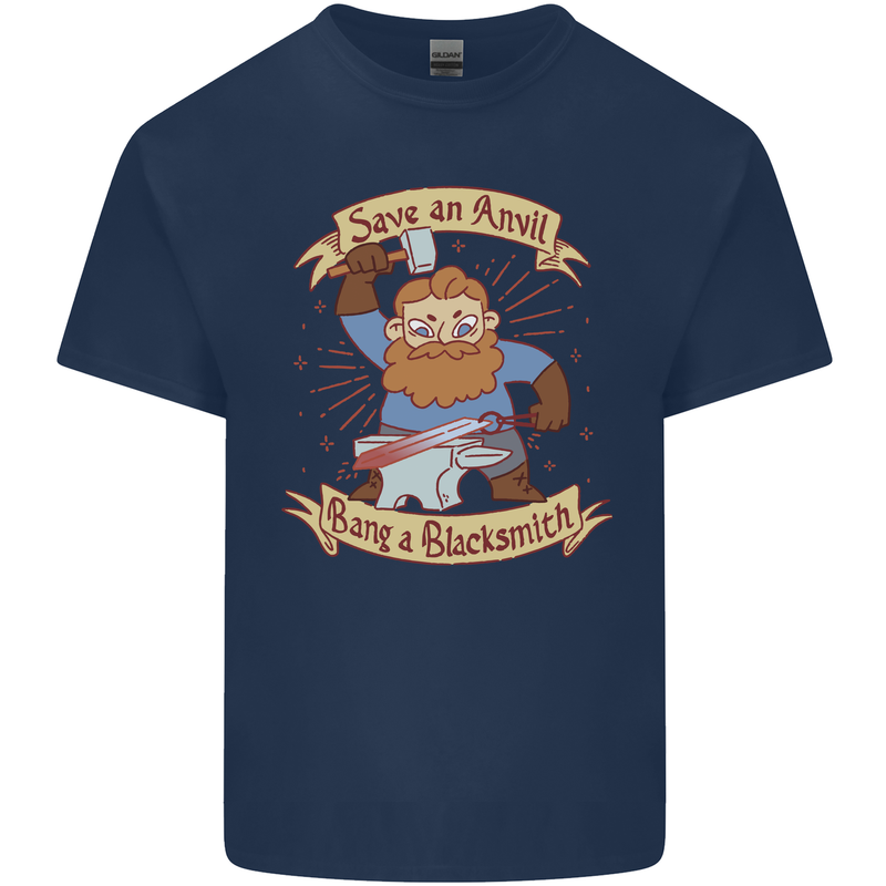 Save an Anvil Bang a Blacksmith Kids T-Shirt Childrens Navy Blue