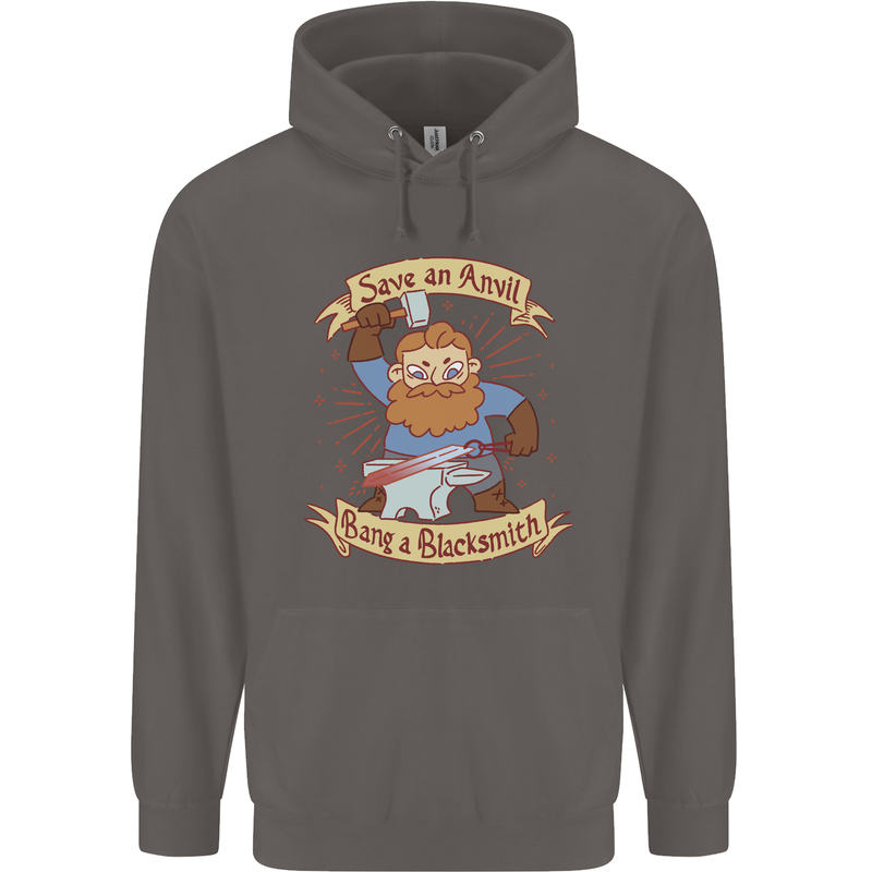 Save an Anvil Bang a Blacksmith Mens 80% Cotton Hoodie Charcoal