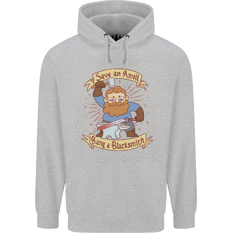 Save an Anvil Bang a Blacksmith Mens 80% Cotton Hoodie Sports Grey