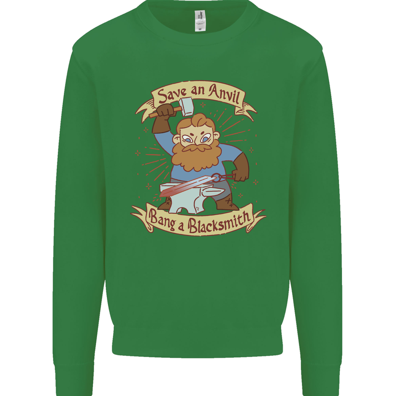 Save an Anvil Bang a Blacksmith Mens Sweatshirt Jumper Irish Green