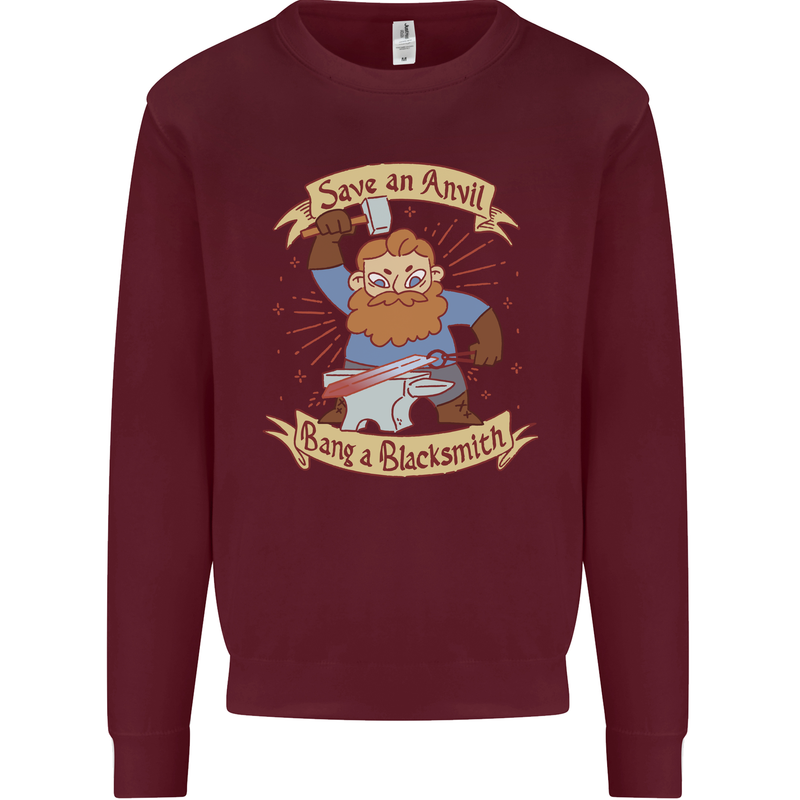 Save an Anvil Bang a Blacksmith Mens Sweatshirt Jumper Maroon
