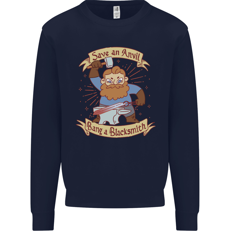 Save an Anvil Bang a Blacksmith Mens Sweatshirt Jumper Navy Blue