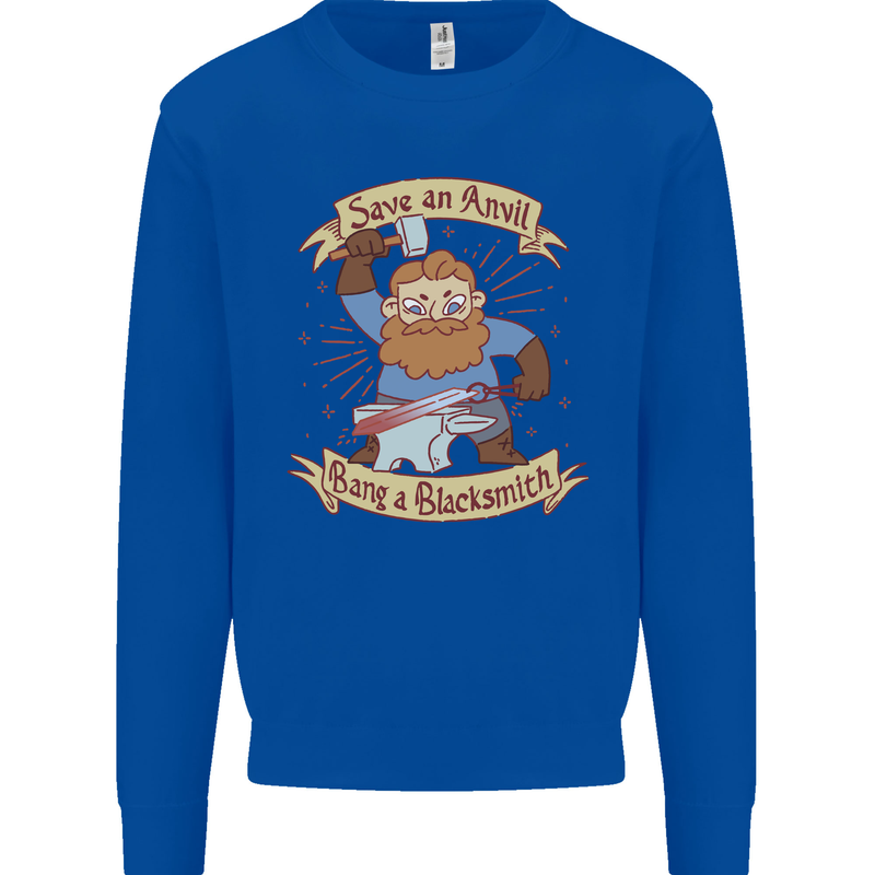 Save an Anvil Bang a Blacksmith Mens Sweatshirt Jumper Royal Blue