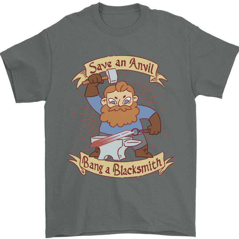 Save an Anvil Bang a Blacksmith Mens T-Shirt 100% Cotton Charcoal