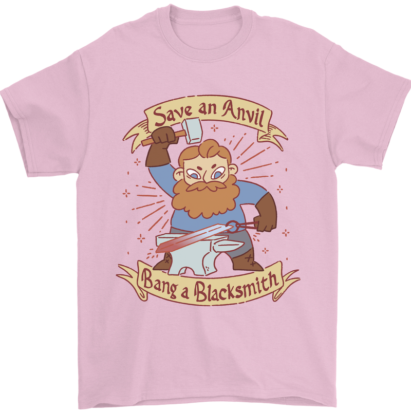 Save an Anvil Bang a Blacksmith Mens T-Shirt 100% Cotton Light Pink